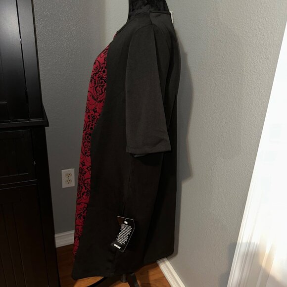 Avenue Dress Size 22/24 Black Red Damask Pattern Gothic Holiday Cocktail NWT - Picture 6 of 8